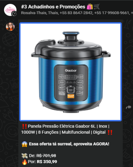 Promoção Panela de Pressão Elétrica Gaabor